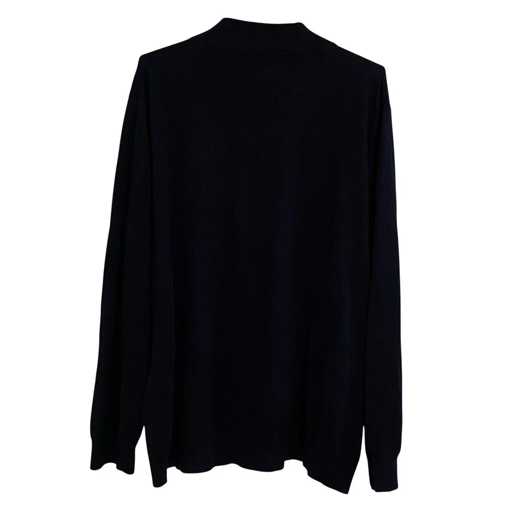 LL Bean Quarter Zip Sweater Cotton Cashmere Mens XL Navy Preppy Mock Neck Knit